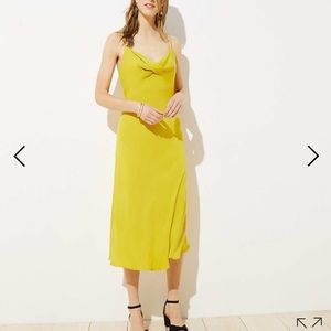 LOFT yellow twist chic midi dress